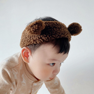 韩版ins婴儿男女拍照百天周岁宝宝泰迪熊，可爱兔耳朵发圈发带发饰