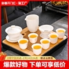 羊脂玉白瓷功夫茶具家用套装陶瓷盖碗茶壶泡茶杯茶盘茶碗精致远山