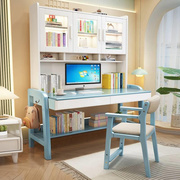 儿童书桌书架一体学习桌，实木家用卧室，小学生写字桌书柜组合电脑桌