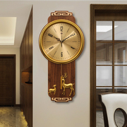 中国风复古实木挂钟，客厅家用时尚实木摇摆钟表，中式现代简约石英钟