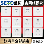 SETO盛拓网络网口面板超五类网线插座电话电脑插座(5S白)