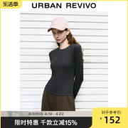 ur秋冬女装时尚经典，简约百搭刺绣紧身长袖，t恤uwv430157