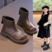 女童加绒靴子2023冬季儿童马丁靴女宝百搭短靴中大童保暖棉靴