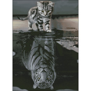 十字绣 动物 客厅卧室挂画 精准印花 动物猫水中虎