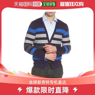 香港直邮HUGO BOSS 男士黑白灰蓝色条纹羊毛针织V领开衫 AVANTE-5