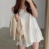 韩国chic夏季复古法式小众气质减龄吊带裙雪纺连衣裙女宽松娃娃裙