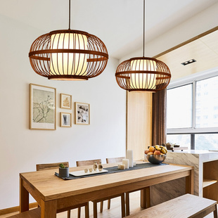 新中式竹艺吊灯东南亚日式创意，竹编复古客厅，楼梯酒店餐厅工程灯具