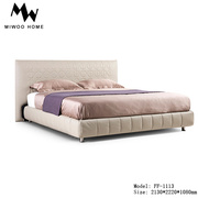现代轻奢皮床1.8米双人床简约港式网红软包床样板房实木卧室家具