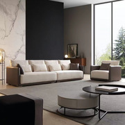 简约现代小户型拐角科技布高回弹高密度海绵客厅皮布沙发组合