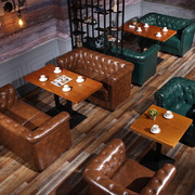 复古欧式酒吧沙发休闲清吧卡座，主题西餐厅奶茶店咖啡厅桌椅组合