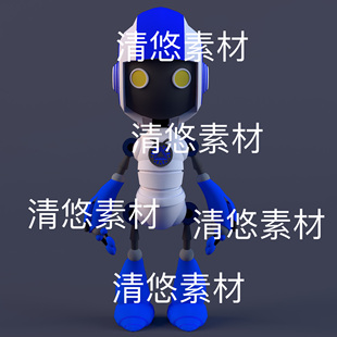 maya c4d fbx格式骨骼绑定机器人卡通Q版模型文件 非实物D536