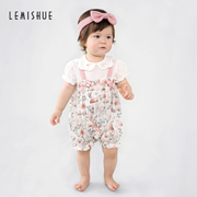 lemishue乐咪鼠女宝宝连体衣，夏季薄款公主风衣服，假背带婴儿外出服