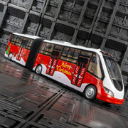 彩珀88338仿真城市双节巴士合金，模型旅游大巴车，儿童回力玩具汽车