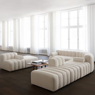北欧现代模块沙发意式简约网红钢琴键，沙发创意设计师弧形沙发组合