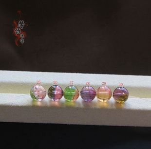 更新天然西瓜碧玺散珠7.57.87.98mm紫蓝红绿双色手链配珠