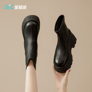 金佰川马丁靴女款短靴，2023春秋季单靴厚底靴子，瘦瘦女靴冬