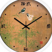 创意新中式古典工笔，花鸟客厅卧室现代静音，时钟石英钟挂钟
