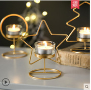 铁艺金色玻璃烛台北欧香薰烛杯家居客厅卧室创意圣诞装饰礼物摆件