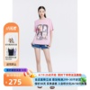 xg雪歌粉色印花短袖T恤女2024夏季套头圆领上衣XJ201038A808