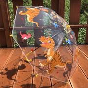 恐龙卡通伞透明儿童雨伞，幼儿园自动宝宝男女孩小学生长柄公主