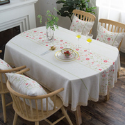 长椭圆型桌布布艺田园小清新棉，麻风椭圆形餐桌布，可伸缩折叠桌台布
