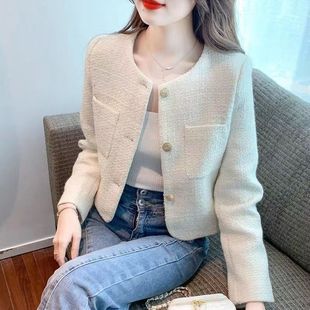 2025春秋新款高级感名媛气质短款粗花呢外套女法式chic小香风上衣