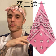 justinbieber同款嘻哈头巾腰果花，hiphop头巾街舞，发带街头大方巾潮