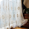 高端刺绣窗纱纱帘纯色绣花白色简欧式半遮光法式窗帘卧室典雅温馨
