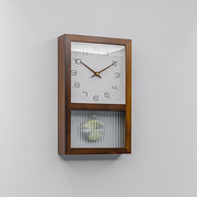 新中式实木钟表客厅挂钟家用表挂墙现代简约日式复古原木装饰时钟