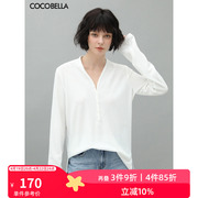 cocobella提花波纹肌理针织，长袖t恤女宽松休闲v领亨利衫ts563