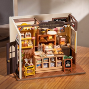 若来贝卡的面包店diy手工小屋房子模型创意，小店迷你场景立体男女