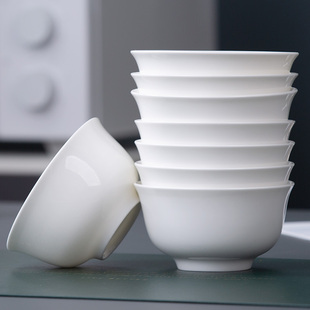 纯白骨瓷碗单个米饭碗简约5寸北欧陶瓷酒店餐具6寸吃面碗小汤碗
