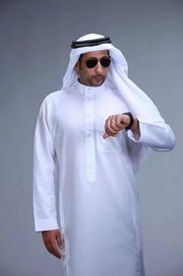 阿拉伯长袍男迪拜服装涤棉夏季薄款沙特中东头巾头箍男士套装
