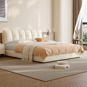 cbd真皮床奶油风现代简约软包意式极简科技布艺床双人主卧床