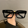 网红黑色大框眼镜女2021复古素颜显瘦方形近视，眼睛配度数镜架