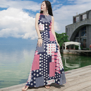 夏季马尔代夫沙滩裙海边度假超仙性感两件套装，无袖雪纺连衣裙长裙