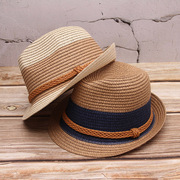 夏天礼帽韩版男女太阳帽遮阳防晒帽沙滩海边英伦，爵士亲子草帽子