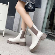 靴子女棉鞋短靴软底软面舒适厚底平跟耐磨防滑真牛皮保暖韩版
