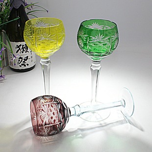 欧式水晶玻璃高脚杯葡萄酒杯红酒杯手工雕刻江户切子家用装饰