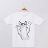 童装儿童短袖纯棉T恤白色打底衫 卡通可爱猫咪印花男童女童上衣潮