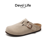 Devo/的沃软木拖鞋男女同款包头外穿休闲拖鞋半包情侣懒人鞋 3624