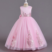 童装晚宴晚礼服网纱蓬蓬，公主裙钢琴，演出服小女粉红色b类连衣裙