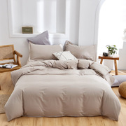 工厂全棉四件套100纯棉床单被罩素色简约1.8m床上用品1.2m三件套