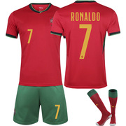 亲子装2425欧洲杯葡萄牙主场足球服短袖7号C罗球衣儿童成人套装