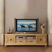 美式乡村实木电视柜复古靠墙橡木储物柜法式客厅边柜高端家具定制