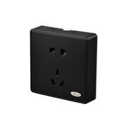 明装插座带底盒一体五孔墙壁明线盒黑色插座家用多孔二三插薄款