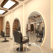 网红理发店镜台单面大半圆壁挂全身镜时尚美发店镜子发廊专用