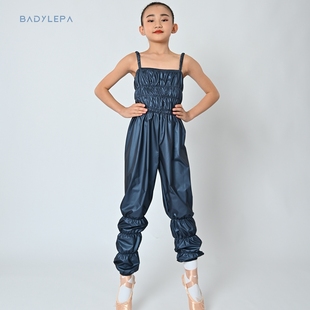 Badylepa儿童暴汗服涂层芭蕾舞蹈生吊带连体裤拉丁舞运动爆汗桑拿