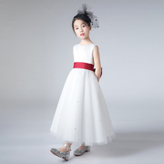 儿童婚纱裙白色公主裙女童，蓬蓬纱周岁生日小花，童礼服婚礼钢琴表演