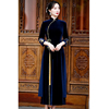 老上海改良版奥黛旗袍2024年中国风复古中长袖，妈妈装大码优雅